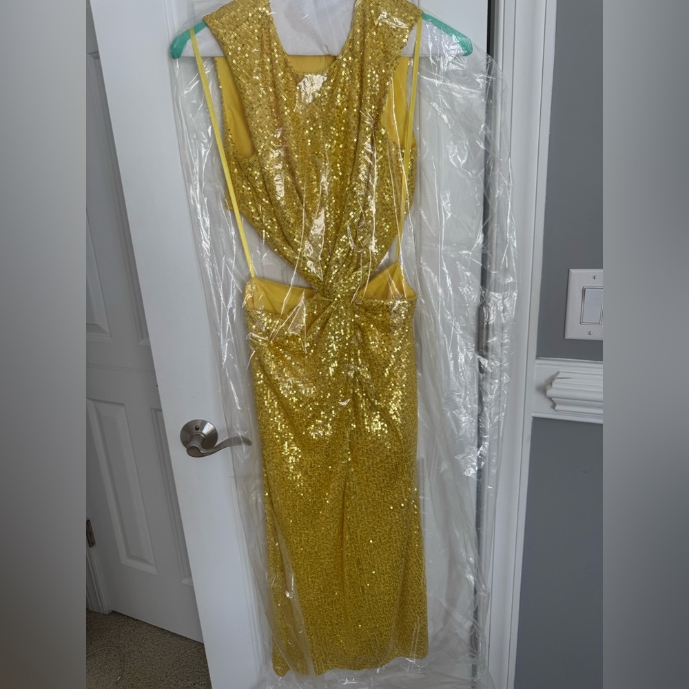 Yellow Sequin Evening Dress